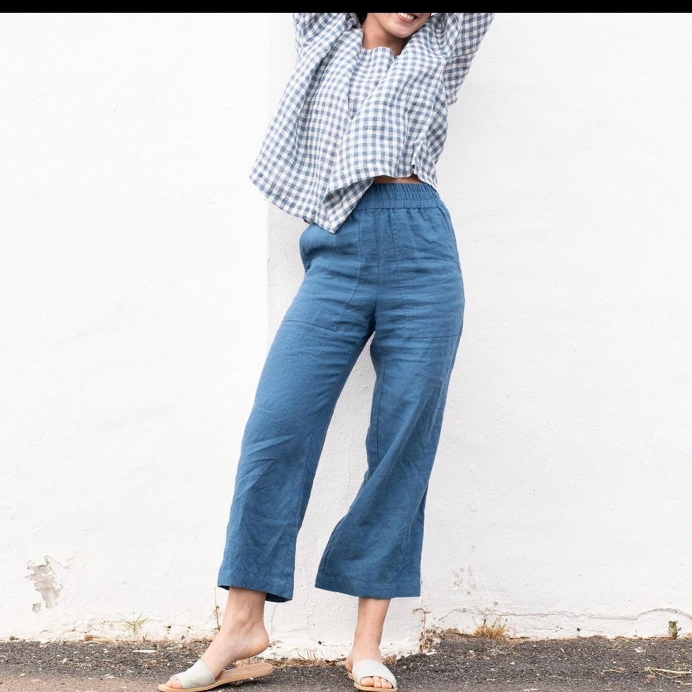Olive Wide Leg Cropped Pants